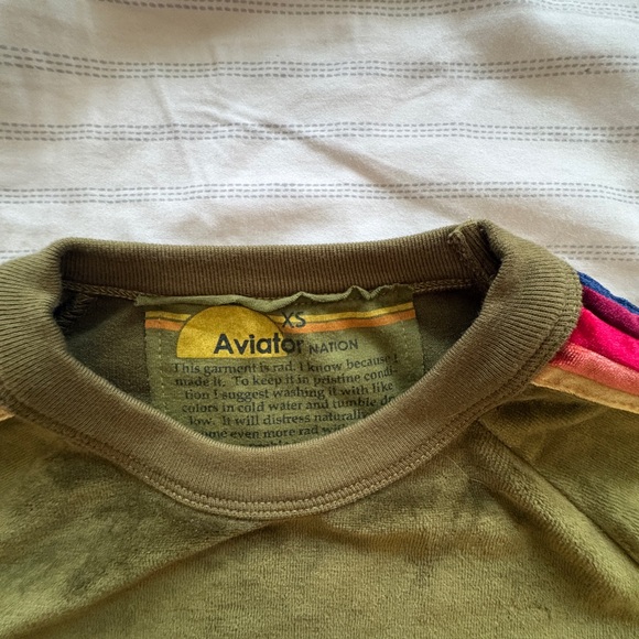 Aviator Nation Classic Velvet Relaxed Sweatshirt, Olive, XS - Picture 3 of 4